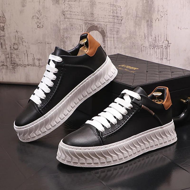 

Мужская обувь из кожи, мужские кроссовки, обувь для мужчин, роскошные дизайнерские туфли на платформе для мужчин из кожи 43