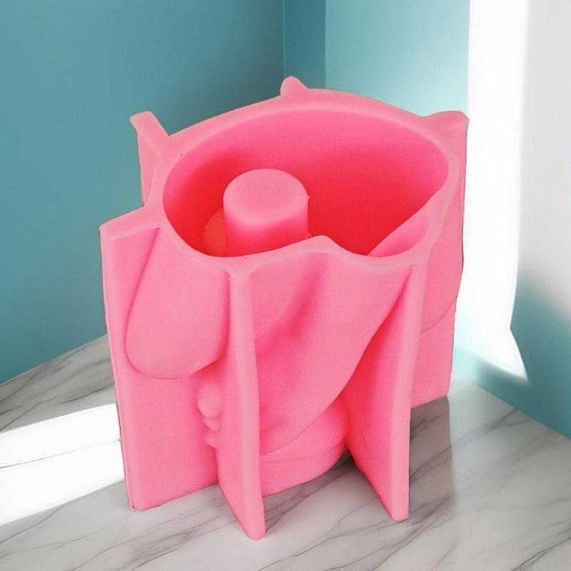 Succulent Flower Pots Mold Abstract Human Pen Holder Silicone Mould Plaster Planter Epoxy Resin Molds for DIYs Enthusiast