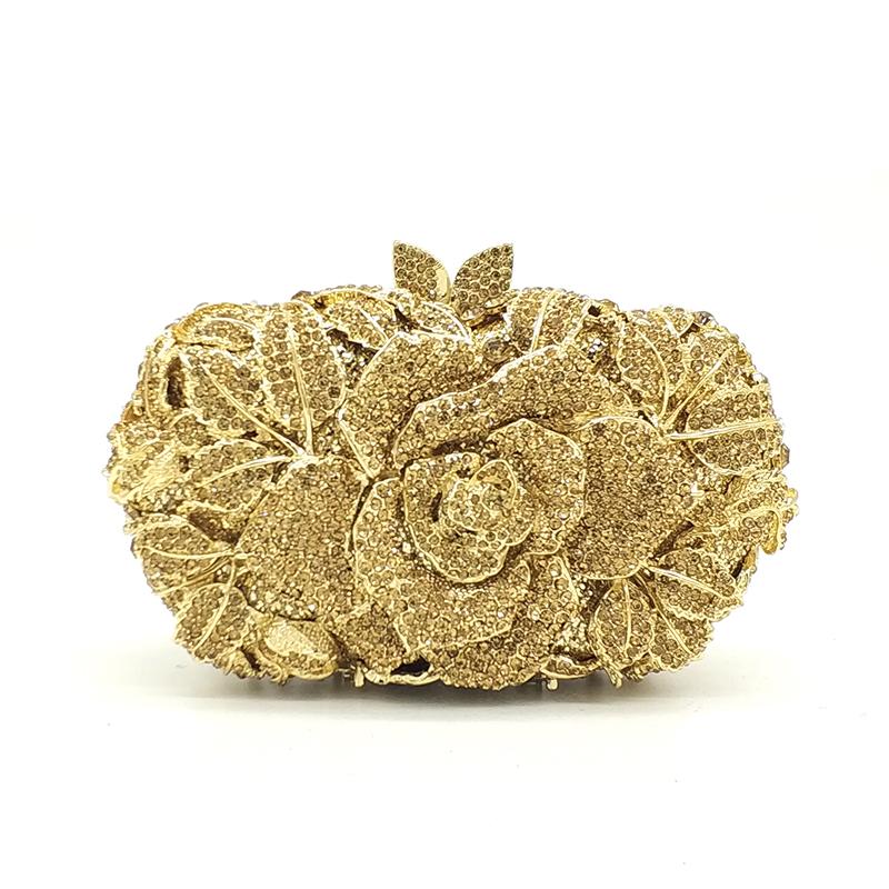 

Green Pink Multicolored Rose Crystal Women Evening Clutches Bags Diamond Wedding Cocktail Party Purse and Stone Handbag