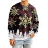 Men's Casual Loose Fit Long Sleeve Round Neck Printed Top for Everyday Wear