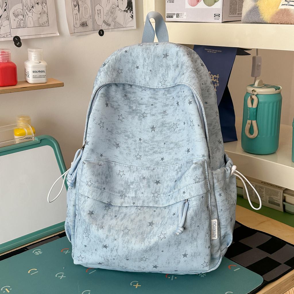 Schoolbag star schoolbag women's new large capacity cute high school student lightweight ins backpack simple student backpack