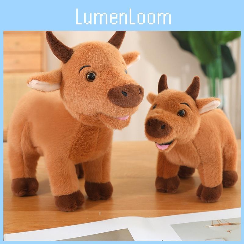 Plush Brown Cow Toy Animal Stuffed Dolls Bedroom Decoration Kids Gifts Cute