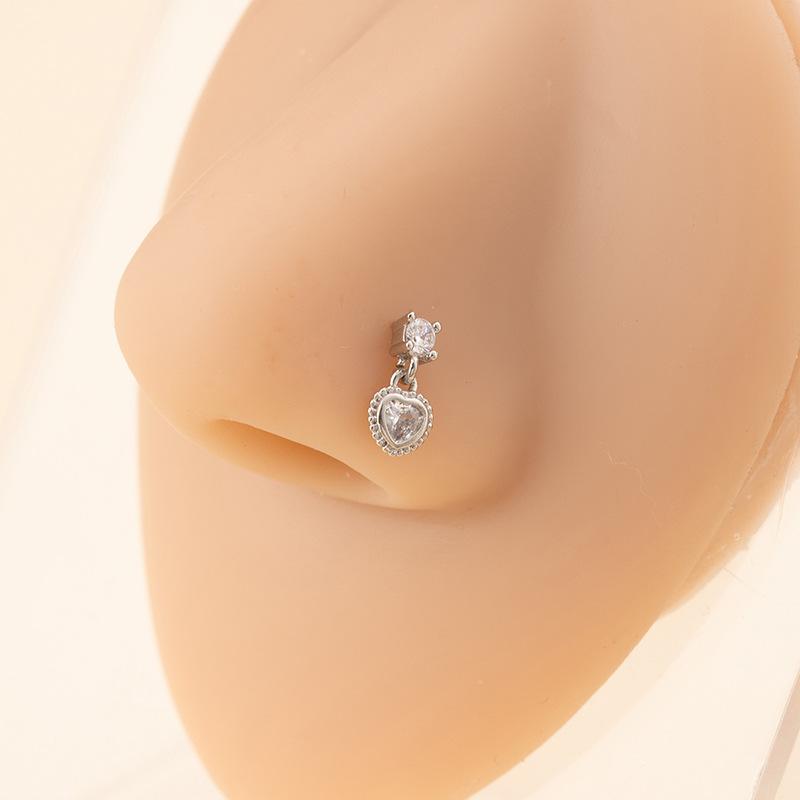 Piercing Schmuck Nasenring Einfacher Nischen Nasenstecker Mini Herz Anhänger Damen Y2K Nasenpiercing Nasenschmuck