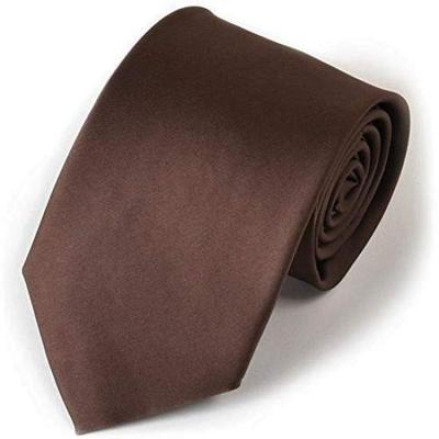Ao-LABEL Brand Silk Tie, 8cm Wide, Available In 30 Colors. Stylish Men's Tie for Business and Party Wear. Solid Brown.