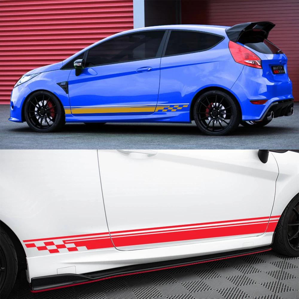 Car Body Side Door Stickers Racing Stripes Vinyl Decals Auto Decoration Accessories For Ford Fiesta MK7 3 Door ST 2008 - 2017