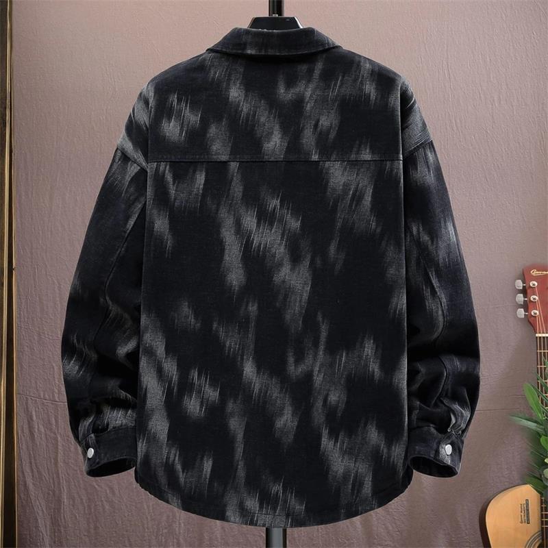 Mannen Korean Style Tie-Dye Denim Jas - Trendy, Knap en Veelzijdig voor Lente en Herfst.