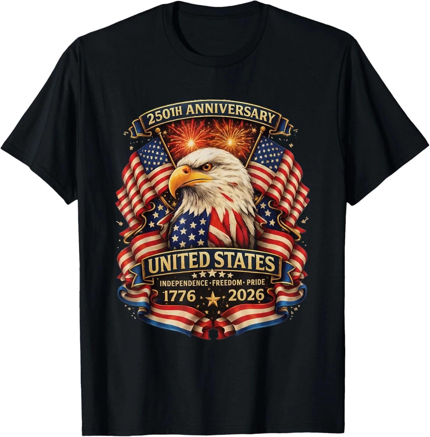 USA Independence 250th Anniversary 1776 2026 Patriotic Eagle unisex T-Shirt S