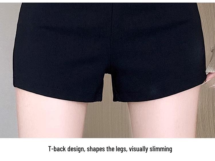 Women's High Waist Slim Fit Black Summer Shorts