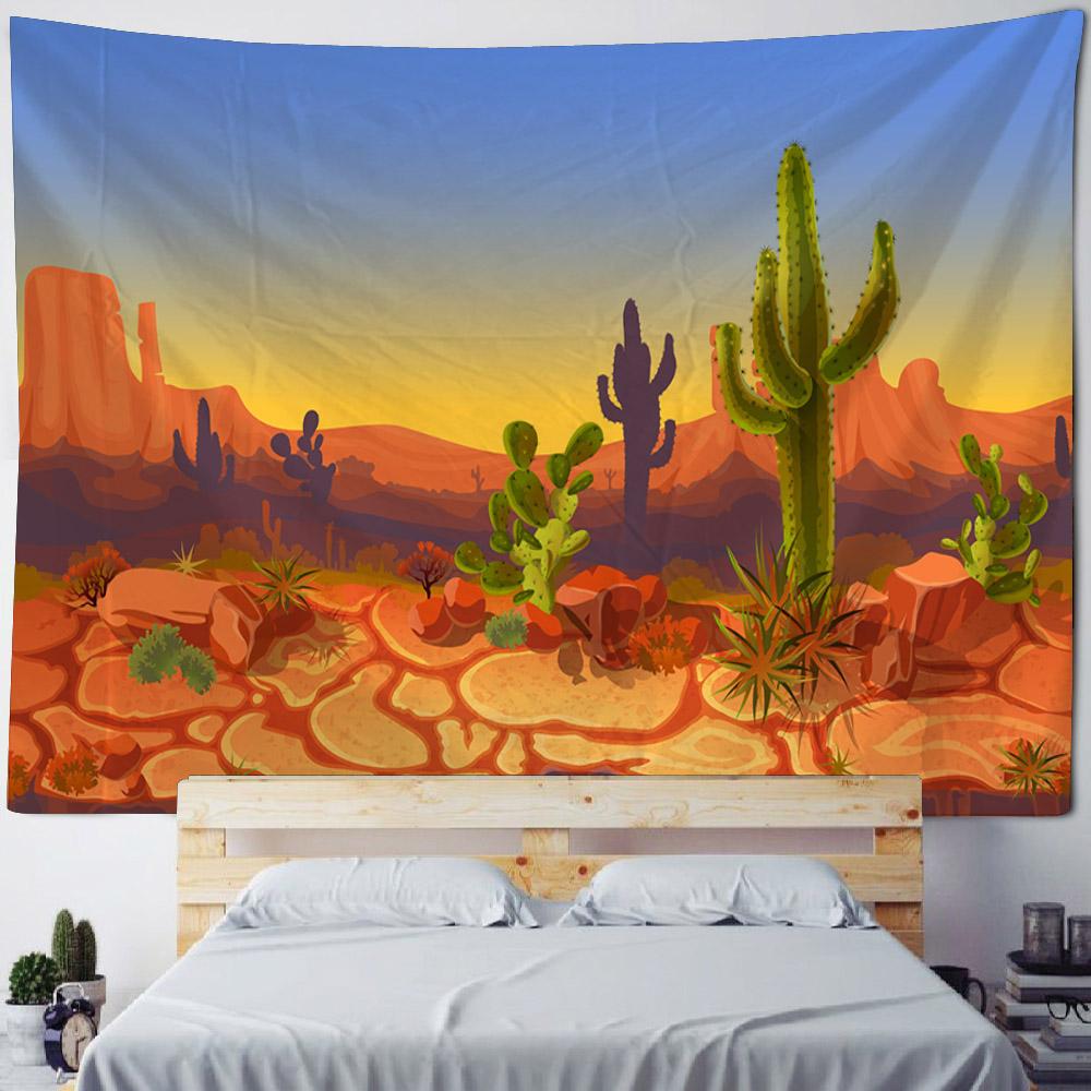 Tropical Plant Tapestry Cactus Wall Hanging Painting Nordic Style Bedroom Fabric Background Decoration Home Sofa Mat Bed Sheet