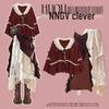 2024 Christmas Red Knit Sweater and Irregular Lace Skirt Three-Piece Set