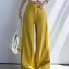 High Street Women's High-Waisted Yellow Wide-Leg Jeans - 2026 Summer Casual Hip-Covering Scythe Pants