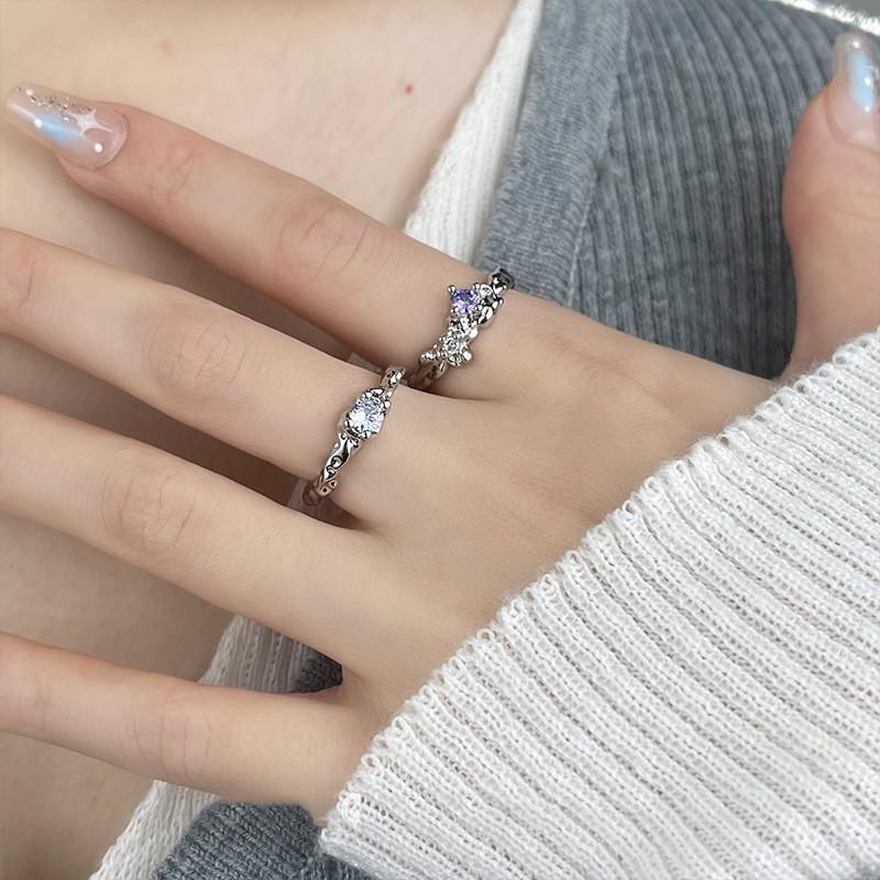 Zircon Purple Fashionable Open Ring With Adjustable Copper Construction For Style Womens