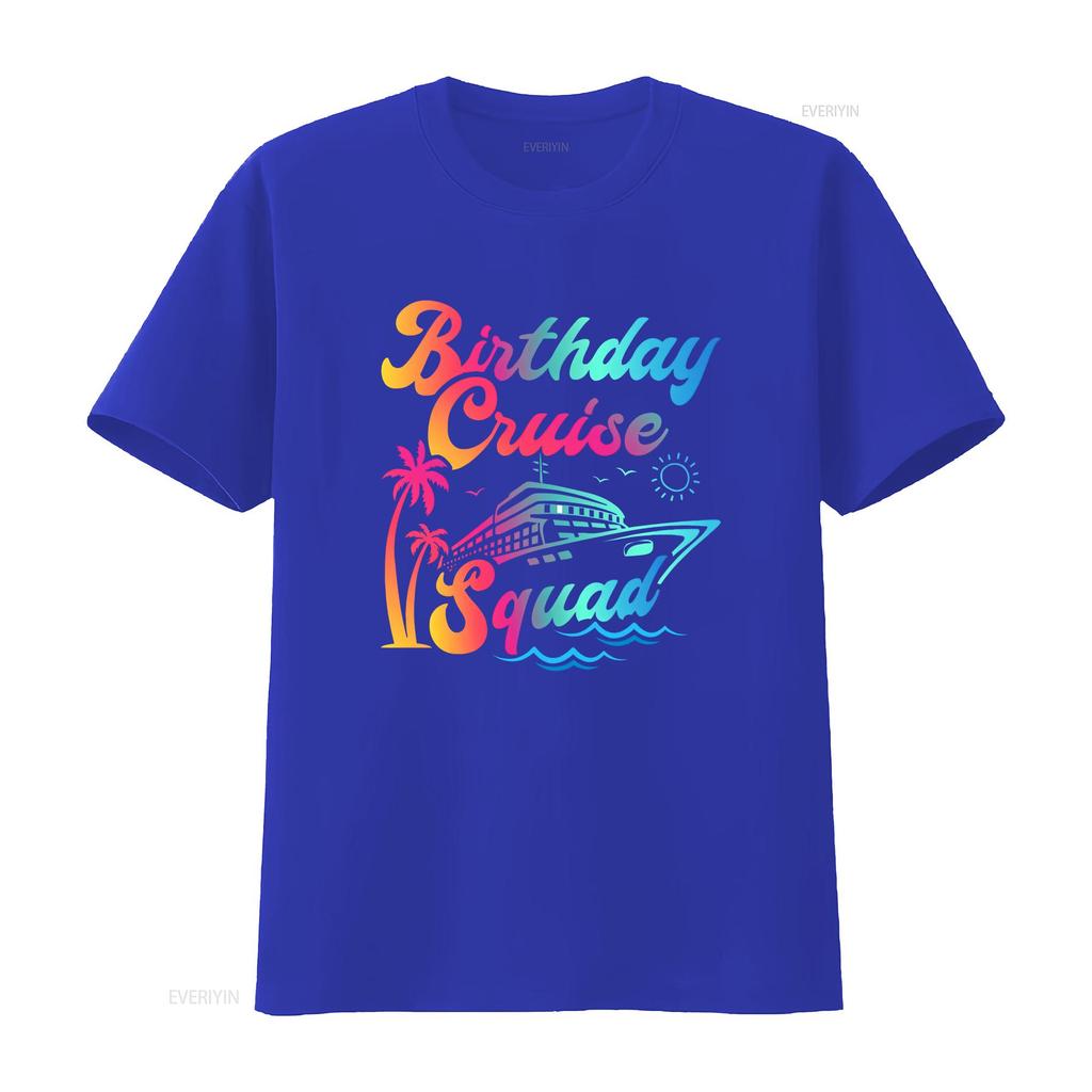 Birthday Cruise Squad T Shirt Matching Group Vacation vintage Washed Stylish streetwear Top For Everyday Wear Versatile