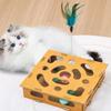 Cat Nail File Enrichment Box Interactive Wooden Scratcher With Balls Cat Toy Box For Indoor Kittens For Boredom Training Living