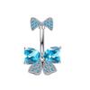 Elegant Belly Button Rings Stainless Steel Pink Bow Belly Rings Navel Piercing Jewelry  For Girls