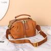 A Versatile Cowhide Contrasting Color Handbag Shoulder Pillow Bag and Soft Leather Motorcycle Bag