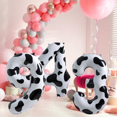 Cow Number Balloon Big Convenient Foldable Baby Birthday Decoration Black And White Pattern Cow Number Balloon