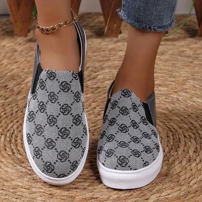 Fashion Embroidered Womens Casual Sneakers Soft Sole Comfortable Slip On Walking Shoes Woman Lightweight Non Slip Flat Footwear