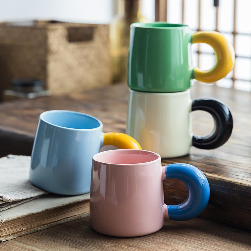 High Value Ceramic Moon Mug Retro Style Household Cup Breakfast Milk Cup Water Cup Juice Cup Coffee Cup
