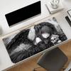 Large Gaming Mouse Pad Antislip Base Stitched Edges Gothic Black Angel Anime Girl Print Keyboard Pad for Gamer Home Office
