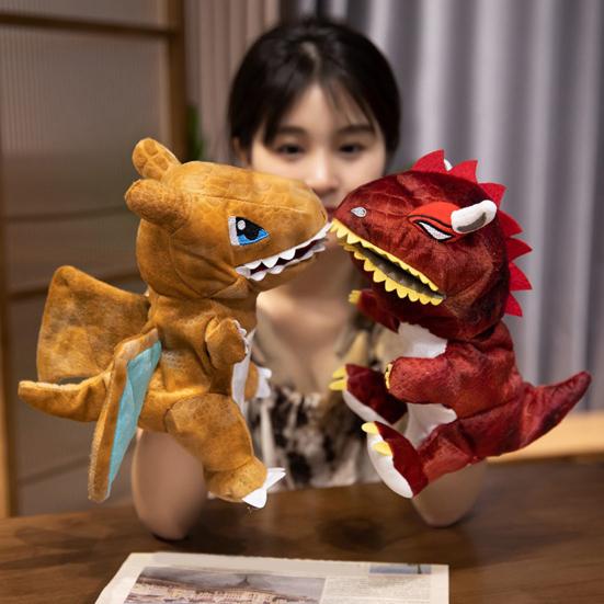 Interactive Dinosaur Hand Puppet Interactive Moving Mouth Plush Toy Educational Storytelling Prop for Kids