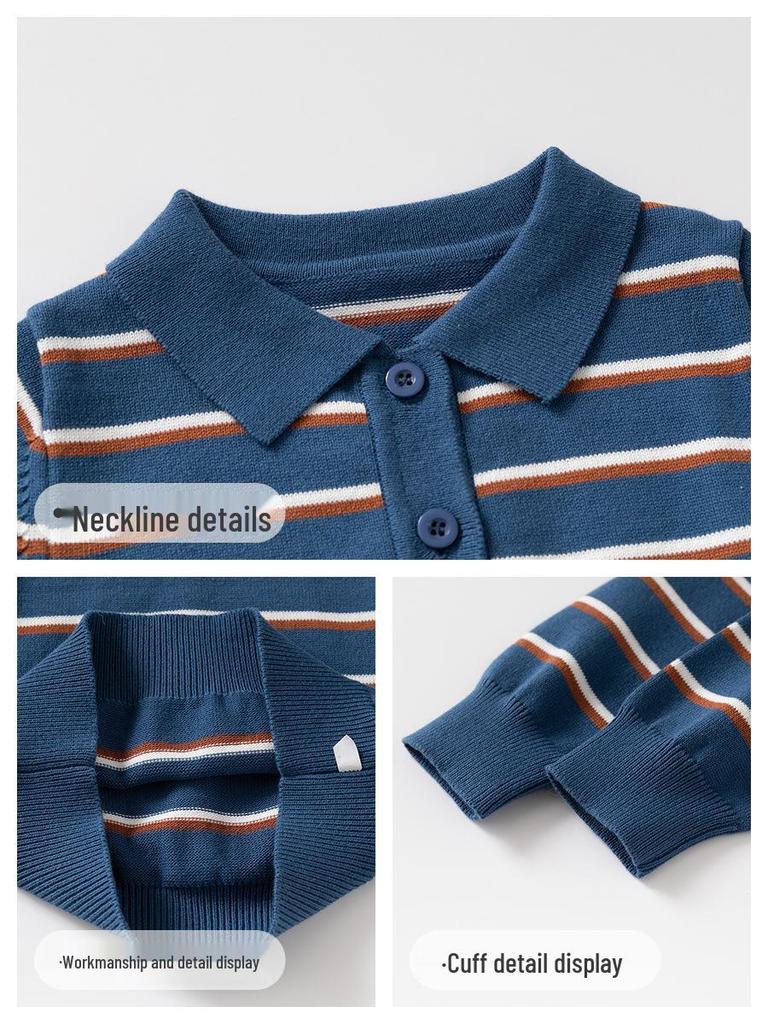 Korean-Style Polo Collar Preppy Knitwear for Children - New Spring Fashion, High-End Baby Loose Sweater