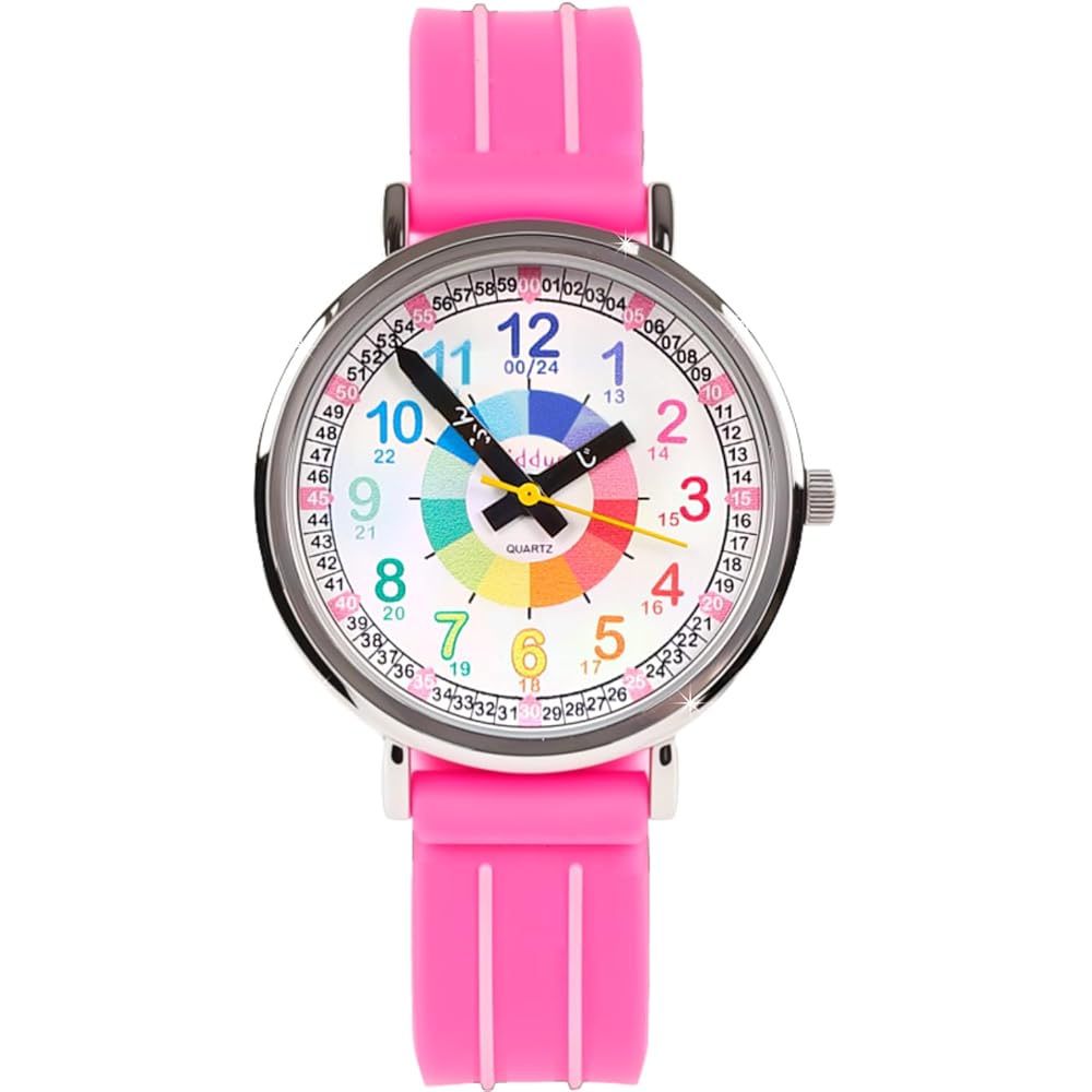 Kid's Kidas Analog Learning Watch Waterproof 3ATM for Boys and Girls Ages 4-6 Pink