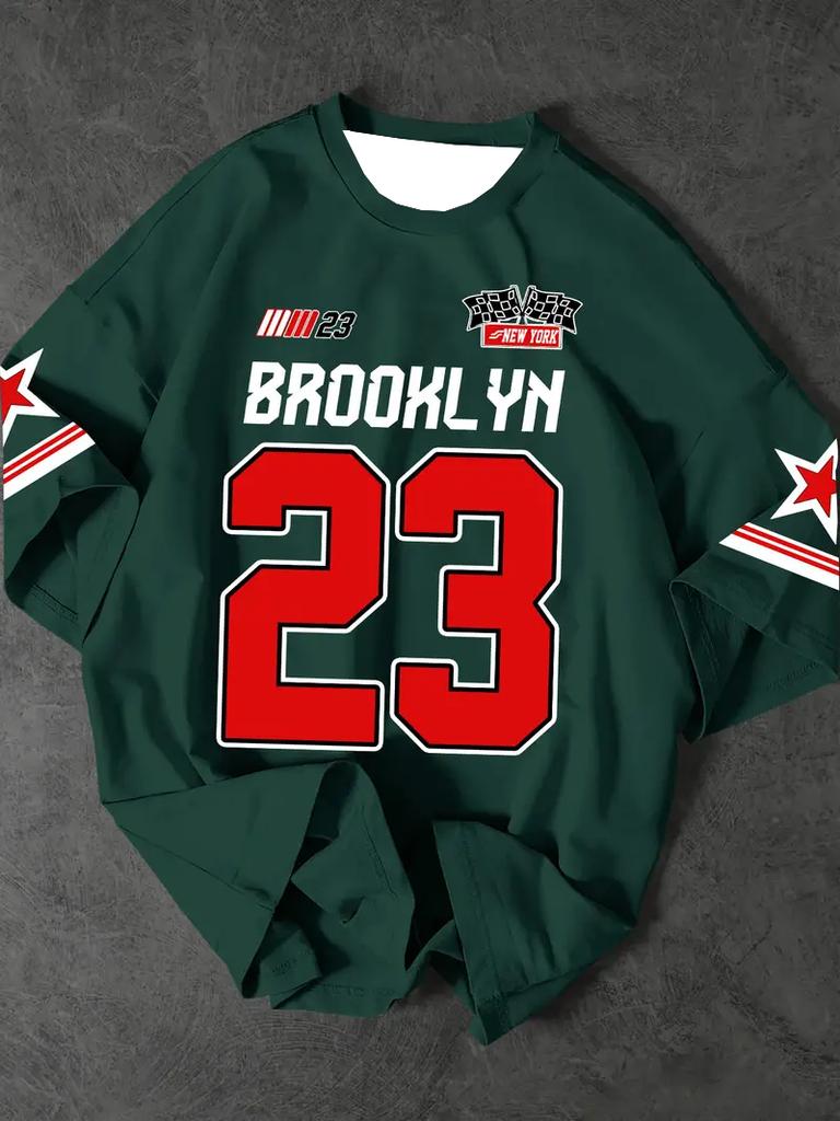 Męska koszulka sportowa Brooklyn 23 nadruk krótki rękaw T-shirt letni graficzny T-shirty plus size damska koszulka sportowa topy