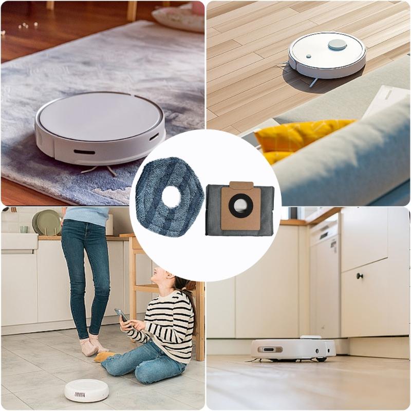 Fiber Replacement Accessories Suitable For X10 Omni Robot Vacuum Refill Includes 6 Mop Cloths And 8 Dust Collection Bags