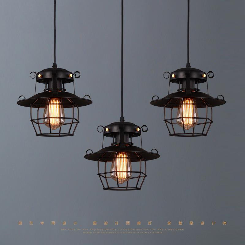 Industrial Style Vintage Chandelier Bar Coffee Restaurant American Bird Cage Personality Creative Iron Single Head Lamps