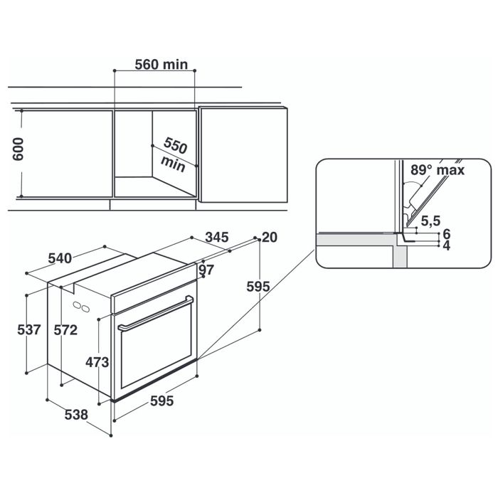 Four encastrable WHIRLPOOL AKZ96290WH - Pyrolyse - Chaleur tournante - 73L - Classe A+ - Blanc pur.