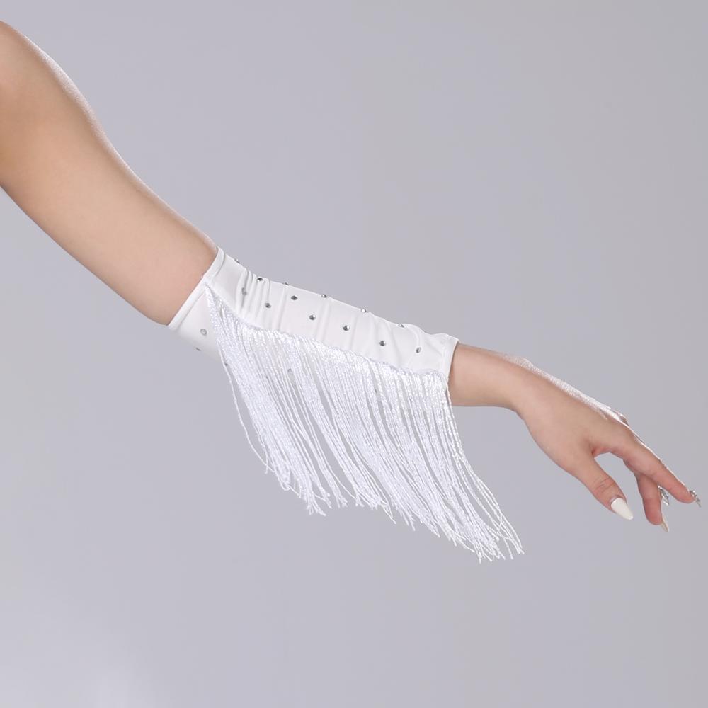 Drilling Rhinestone Latin Dance Fringed Sleeves Flash Fringe Tassel Gloves  Women