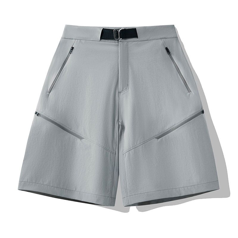 Mountain-Style Outdoor Functional Men's Summer Casual Sports Solid Color Waterproof Zipper Breathable Quick-Dry Five-Point Shorts Trendy