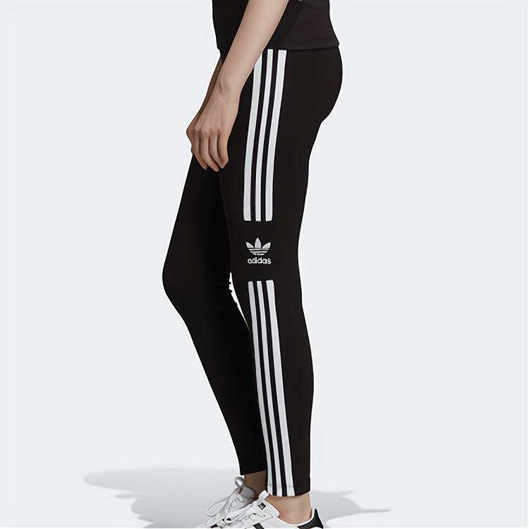 adidas Leggings Sportivi Retro Originali Vita Media Vestibilità Aderente Lunghi Pantaloni Sportivi Lavorati a Maglia Fondo Donna Nero DV2636