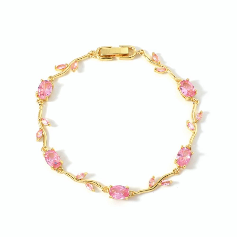 Luxury Sparkling Leaf Chain Gold Silver Color Crystal Sparkling Leaf Bracelets  Jewelry Gift