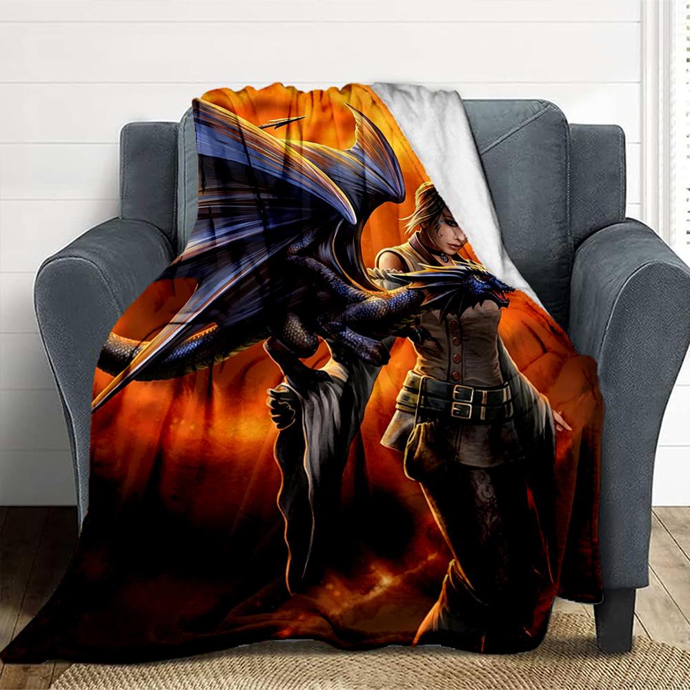 Dragon Rider Flannel Blanket Throw Blanket Soft Warm Sofa Bed Camping Home Decor Unique Christmas Gift Cs92250