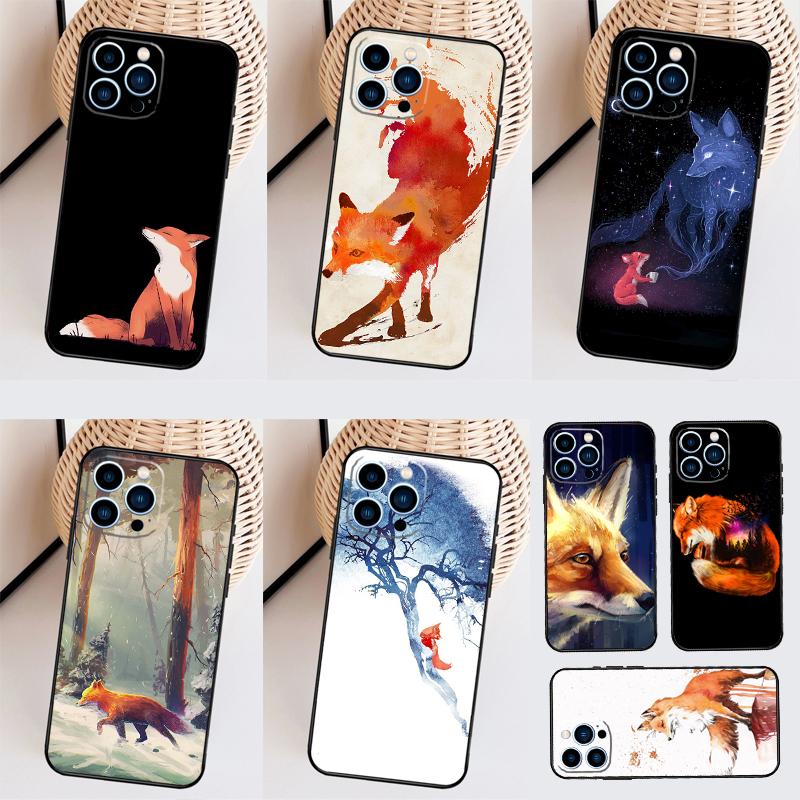 Watercolor Painting The Fox Case For Xiaomi Redmi Note 11 10 9 12 13 14 15 Pro Plus Cover For Redmi 15 C 10C 13C 12C 14C