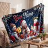 Christmas Custom Name Printed Flannel Blanket Warm Comfort Bed Throw Home Decor Holiday Gift