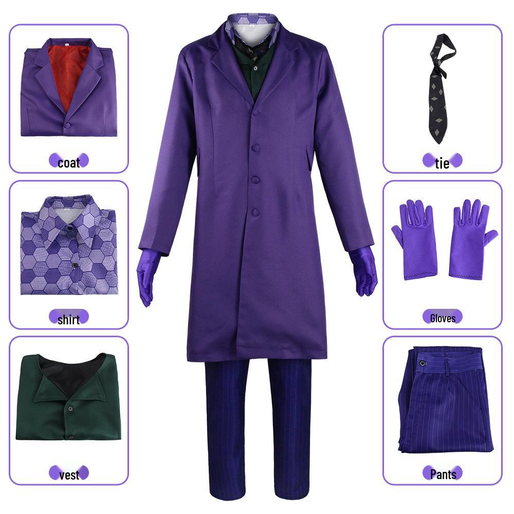 Batman The Dark Knight Joker Cosplay Costume - Heath Ledger Purple Halloween Outfit