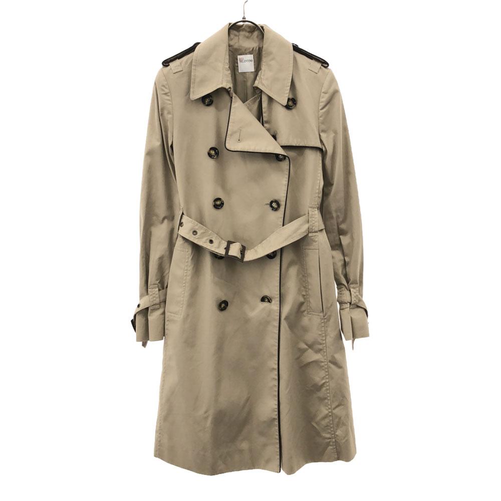 Red Valentino Back Ribbon Trench Coat Beige Belt with Lining Women Used