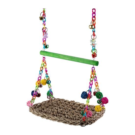 Hračky pro papoušky, ptačí houpací sítě, tkané šplhací houpací sítě, barevné houpací sítě pro papoušky, bidla do ptačích klecí