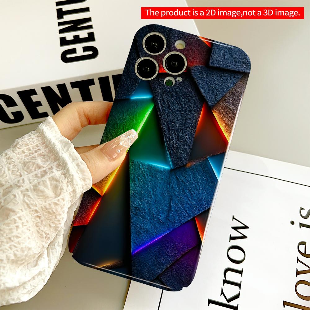 2DFlat Neon Glow Geometric Abstract Phone Case All inclusive film hard phone case, compatible with iPhone 18 Pro Max 17 16 15 14 13 12 11