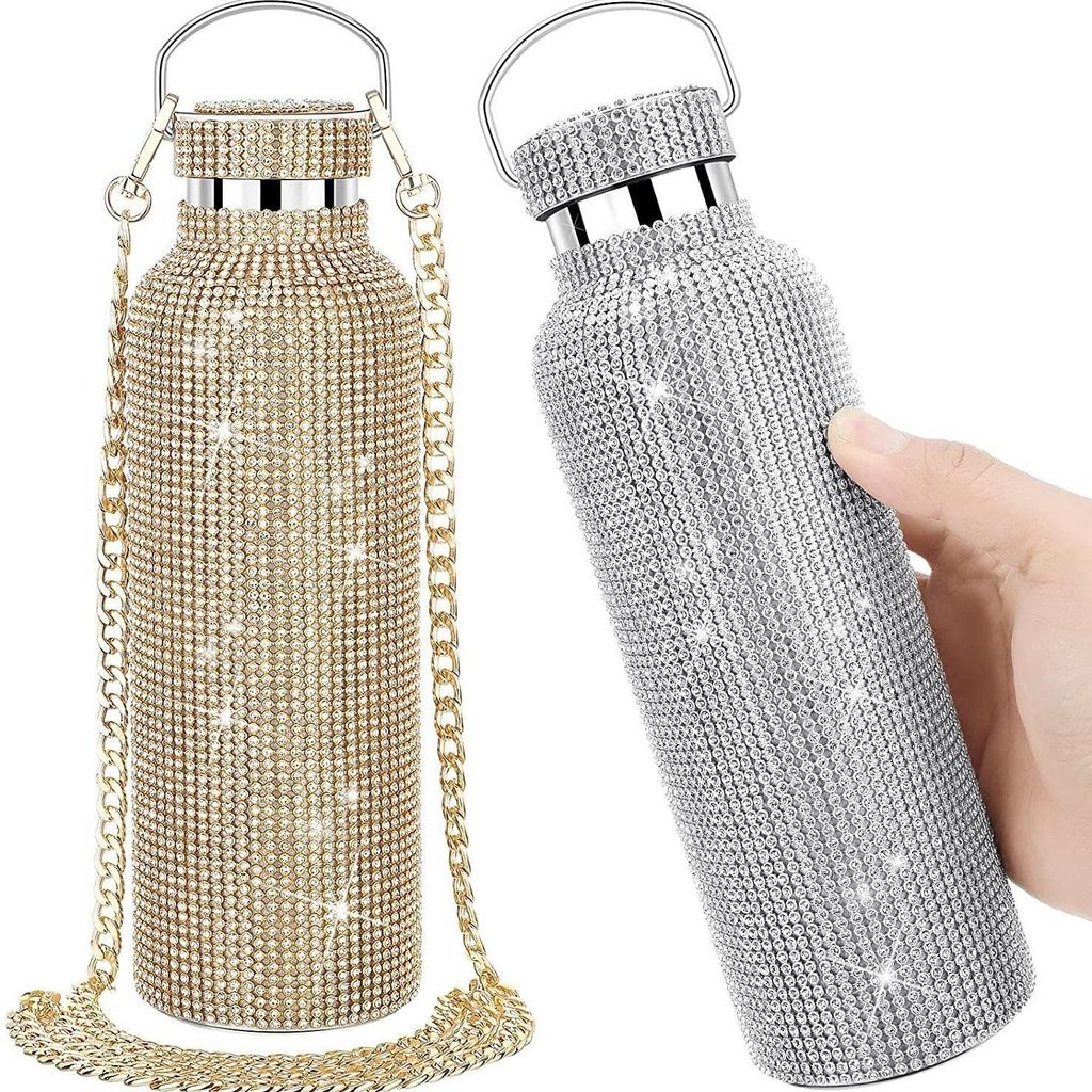 Diamond Cup Double Stainless Steel Thermos Cup With Chain Diamond Water Cup Fashion Gift