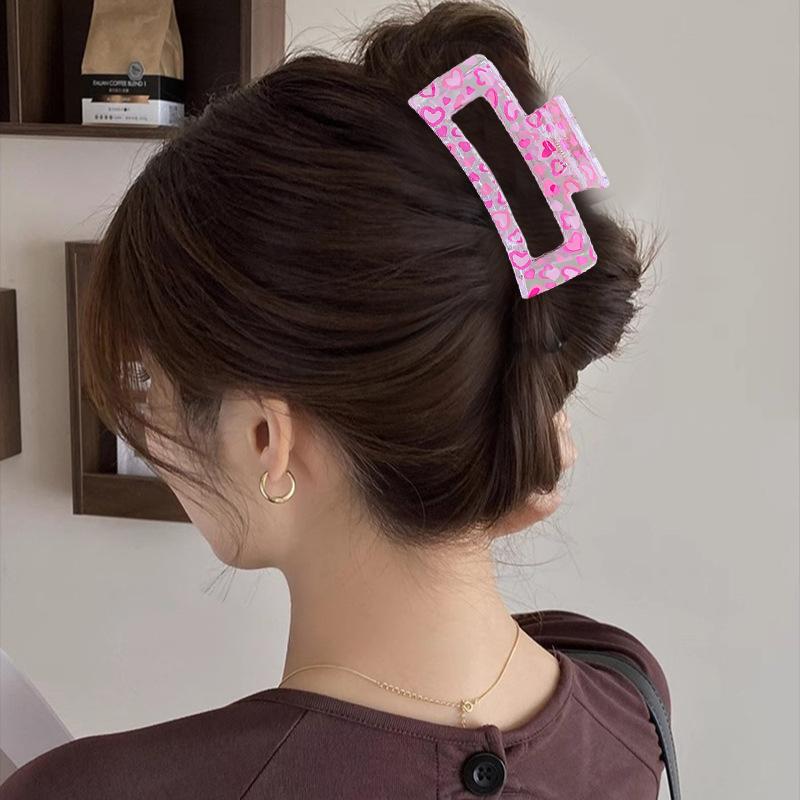 New Korean Print Flower Hair Claw Crab Print Hairpin Plastic Women Hair Clip Clamps Large Size Hair Accessories Girl Halloween