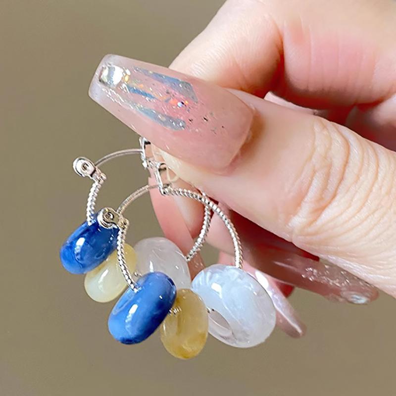 Chinese  Earrings For Women Vintage Fan Shaped Acrylic Jewelry Creative Ethnic Gifts