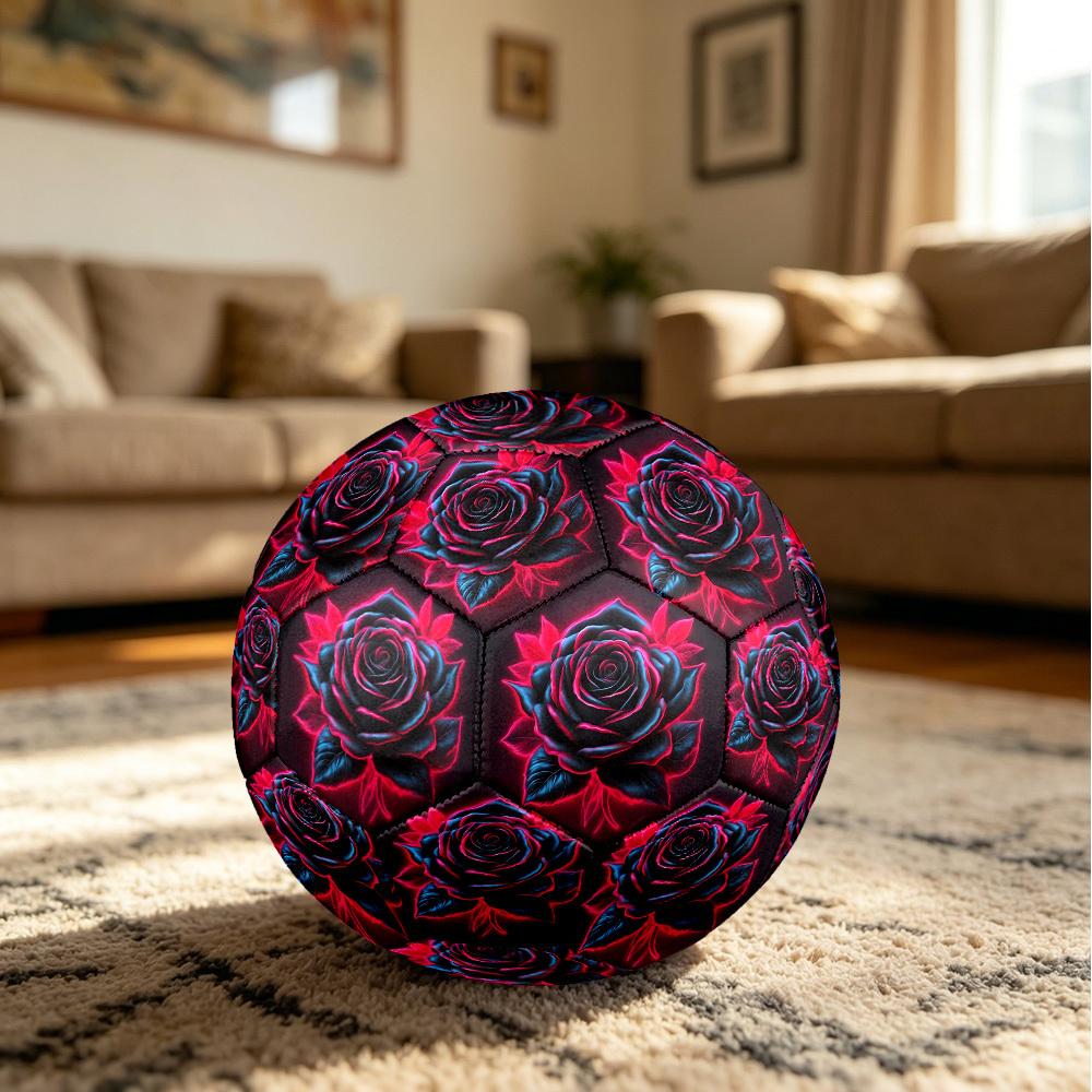 1pc Neon Rose Bloom Size 5 Soccer Ball Professional Match Training Football Indoor &Outdoor Sports Ball Lightweight Durable m6516
