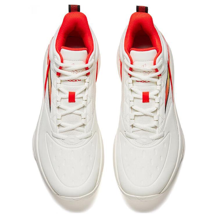 New Anta Slip Resistant Coverage Wear Resistant High Top Basketball Shoes Men's White Orange Red 912511604Q-1