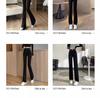 Women's Spring/Autumn Black High-Waisted Elastic Slimming Bell-Bottom Micro-Flare Pants