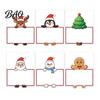 Santa Claus Name Tags Christmas Party Place Card Holders, Cartoon Reindeer Tag Stands Paper Food Labels for Buffet Table Seating, Festive DIY Write-On