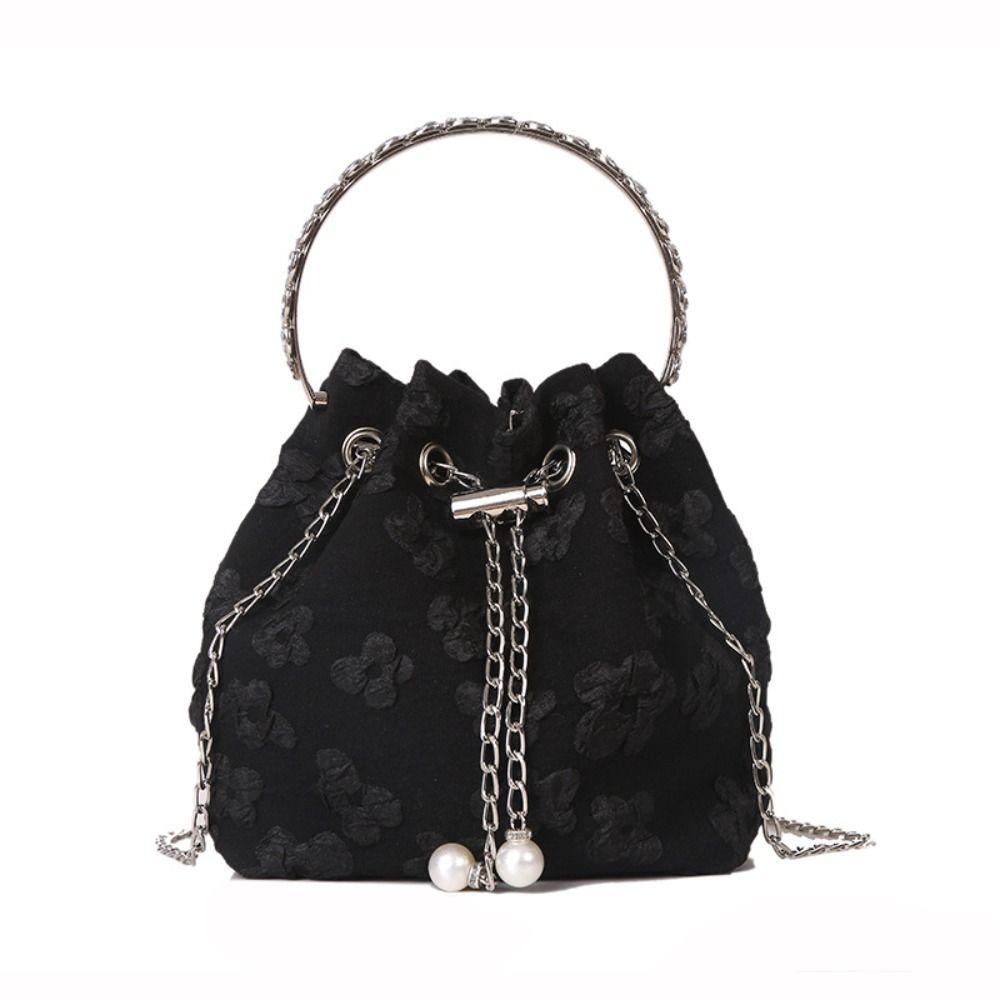 

Circle Handheld Crossbody Bag Nylon Handbag Fashion Drawstring Bucket Bag Ladies